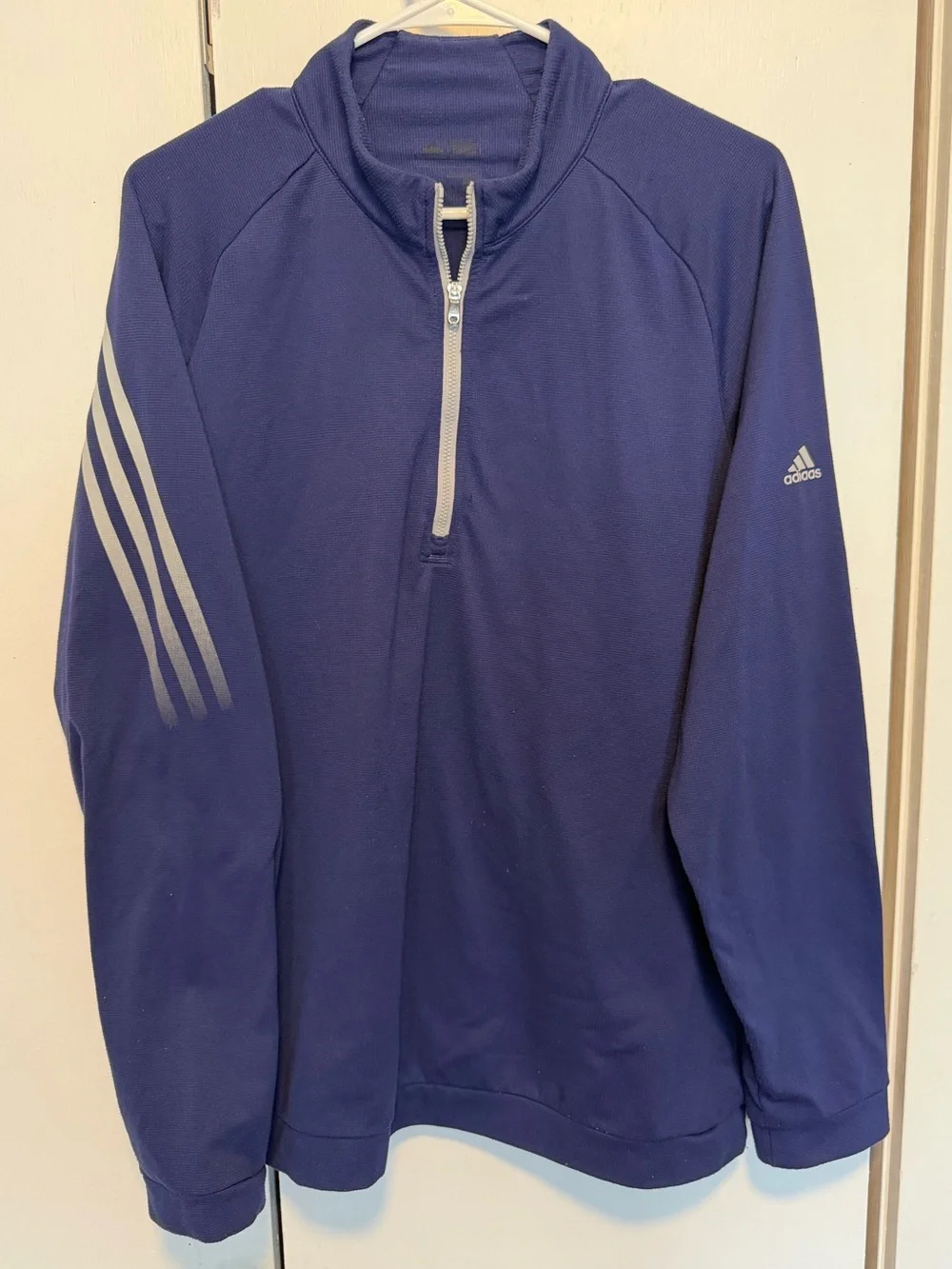 adidas Men's Purple Half-Zip Performance Jacket with Reflective Stripes
